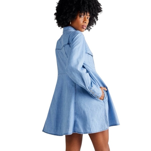 WE THE FREE Sammi Denim Mini Dress loose fit A-Line small - Picture 9 of 13